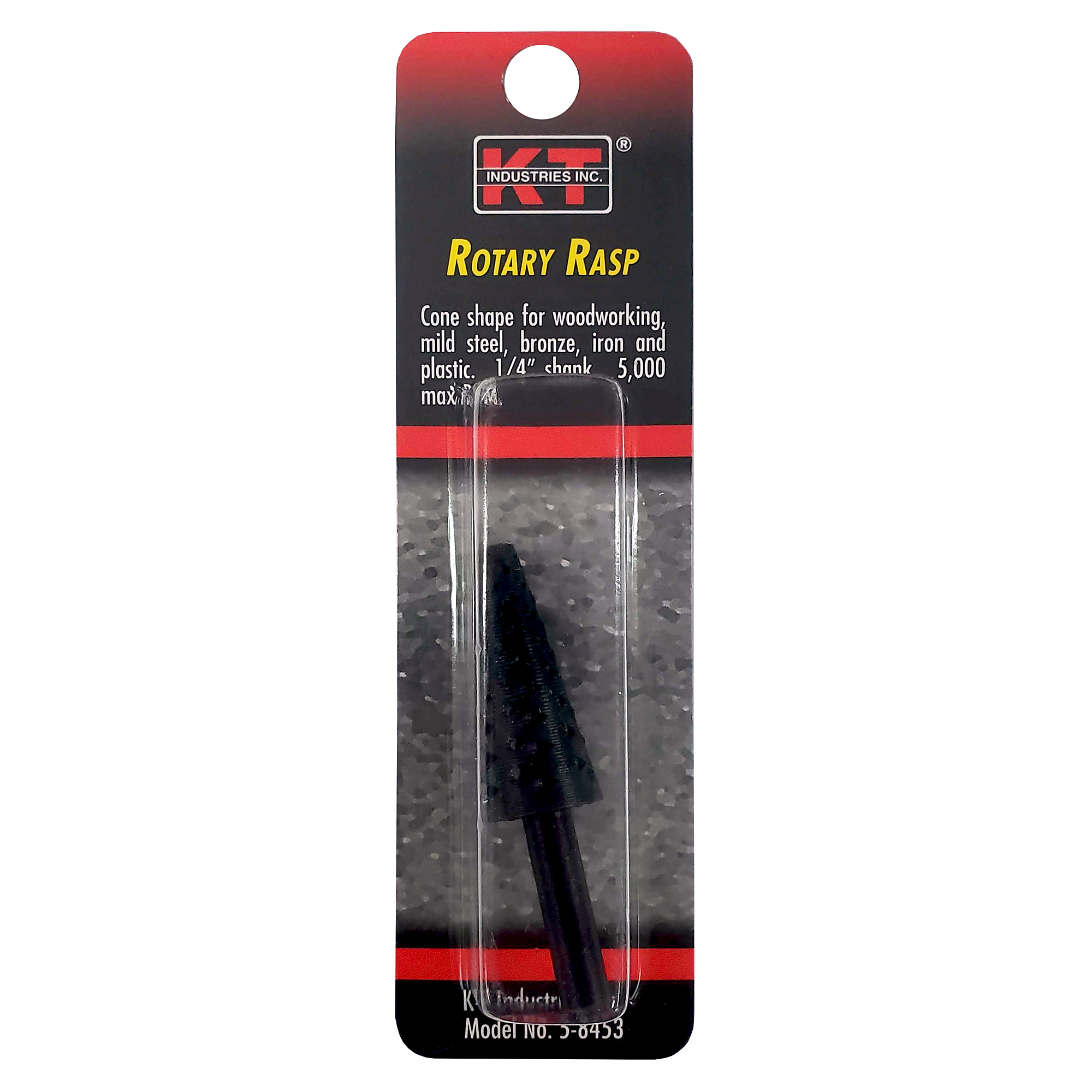 K-T Industries Rasp Cone Shape — 1/4in. Shank, Hardened Edges, Model# 5-8453